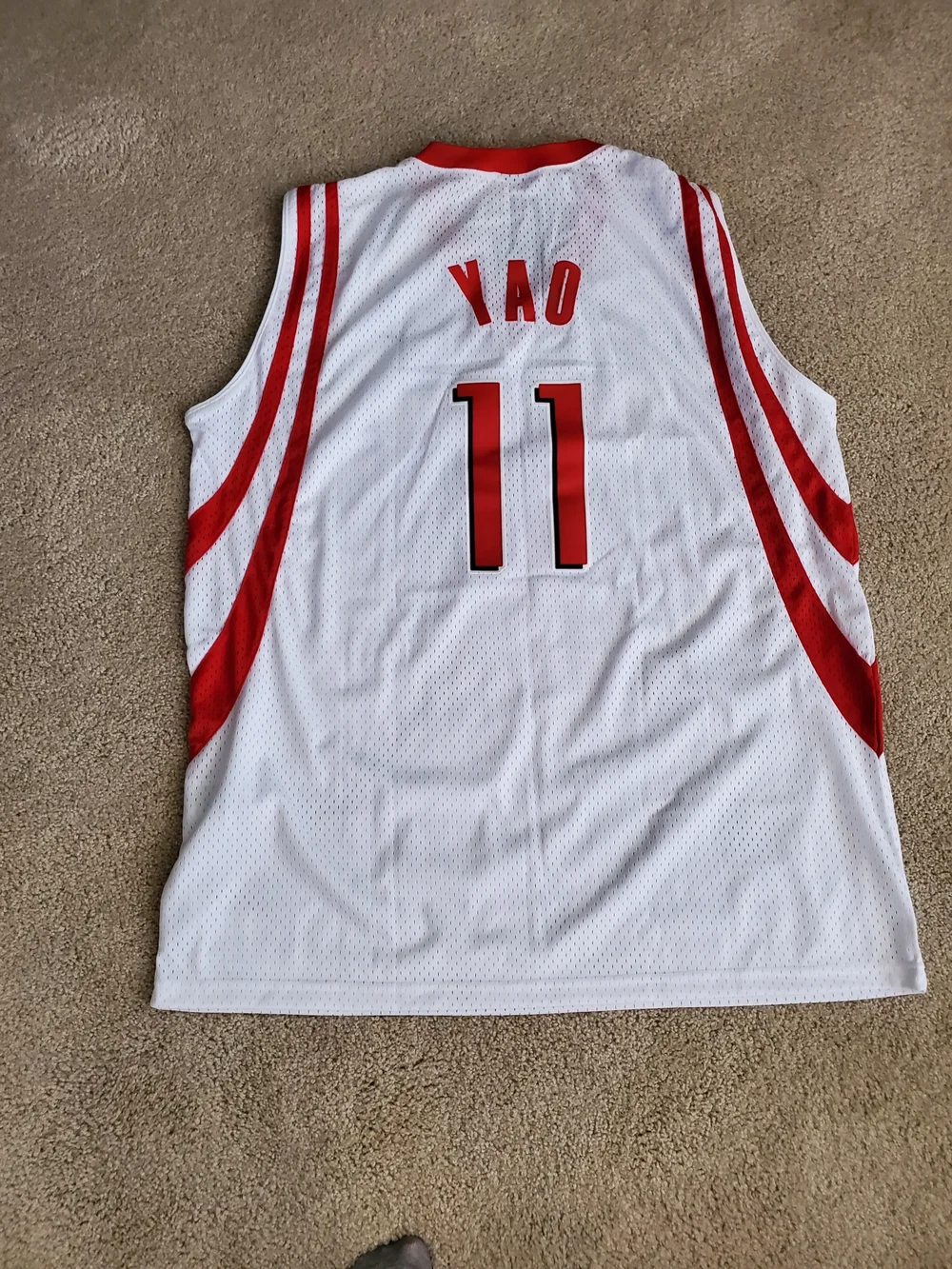 Nike White & Red Rockets #11 Basketball Jersey
